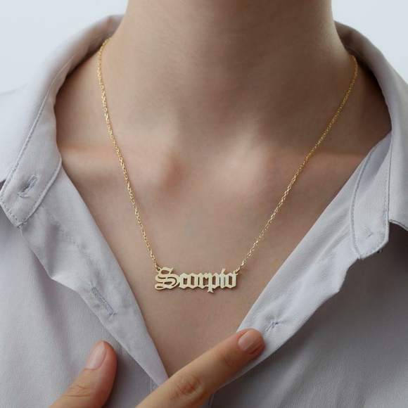 Scorpio zodiac gold necklace - Picture 2 of 3